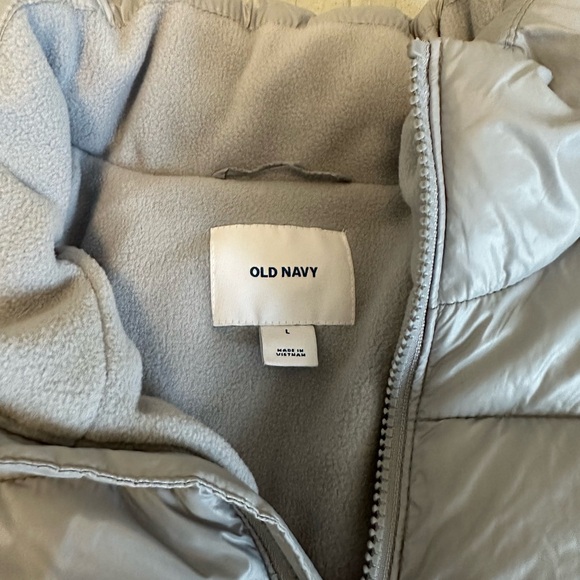 Old Navy Silver Puffer Coat | Size L - Picture 4 of 5